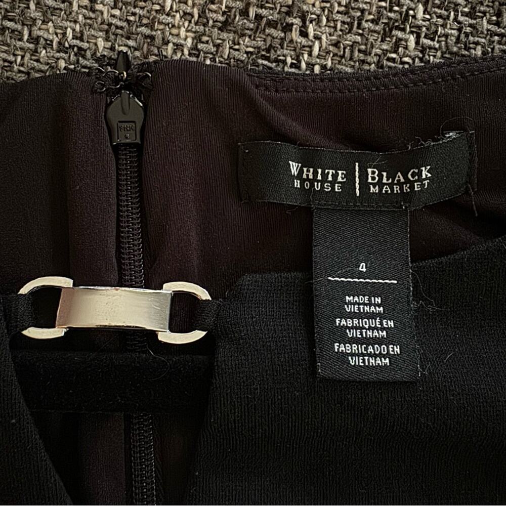 WHITE HOUSE BLACK MARKET ecru & black stripe shift dress size 4 Easter Sunday - Picture 6 of 13